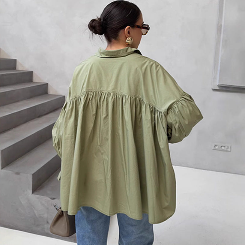 Damen Oversized Bluse Raffungen Norvielle
