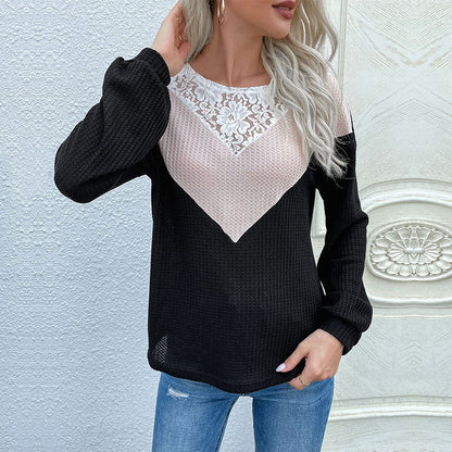 Damen Pullover Spitzenakzent Strukturiert Norvielle - Norvielle