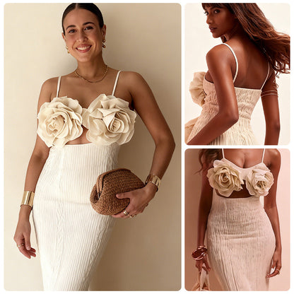 Damen Crop- Florale 3D-Blütenapplikation Eleganter Schnitt - Norvielle