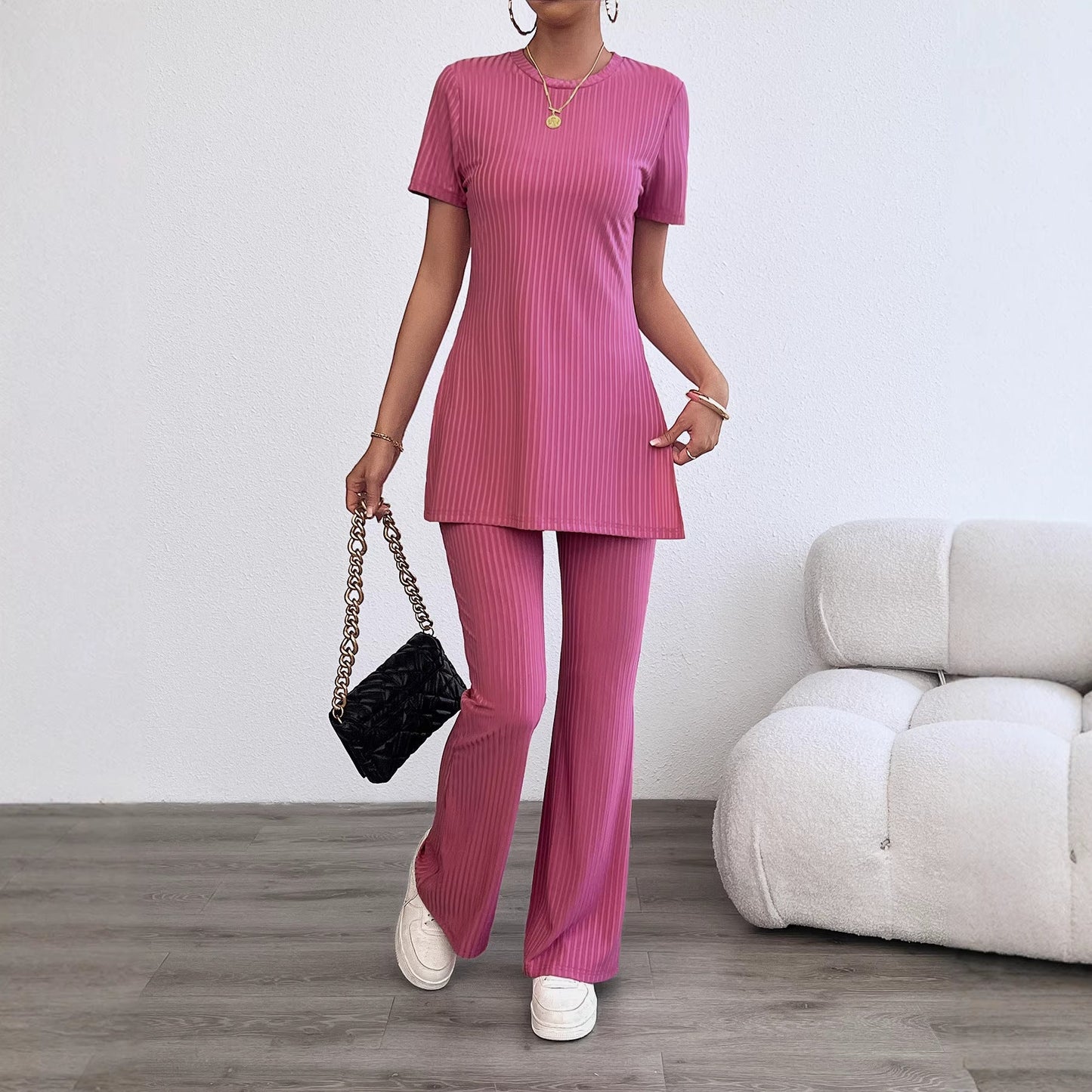 Damen Leggings-Set Weiches Oberteil Strukturiert
