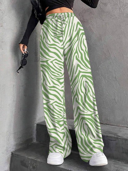 Damen Plissee-Hose Weit Elastischer Bund