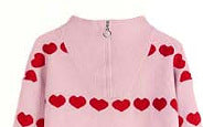 Damen Pullover Herzmotiv Kurzreißverschluss Norvielle