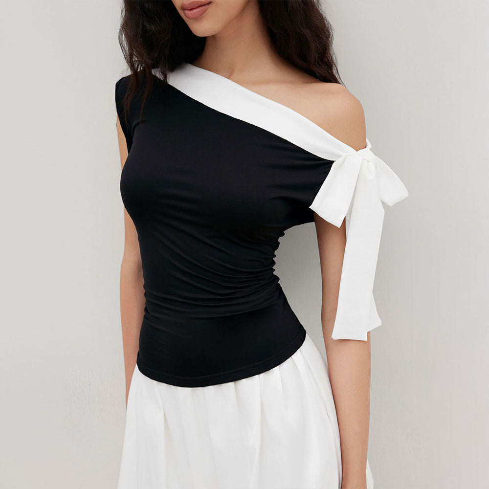 Damen Off-Shoulder mit Schleifenverschluss