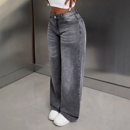 Damenweite Jeans Hochwertiger Denim