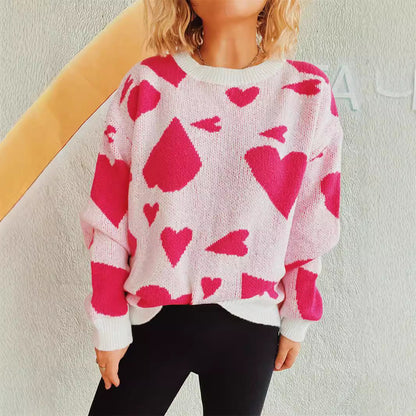 Damen Pullover Herzmuster Weitschnitt Norvielle