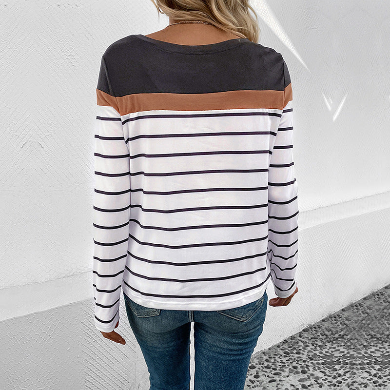 Damen Langarmshirt Streifen Farbhüpf-Design Norvielle