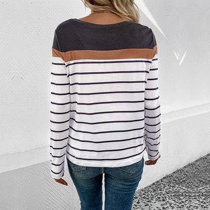 Damen Langarmshirt Streifen Farbhüpf-Design Norvielle