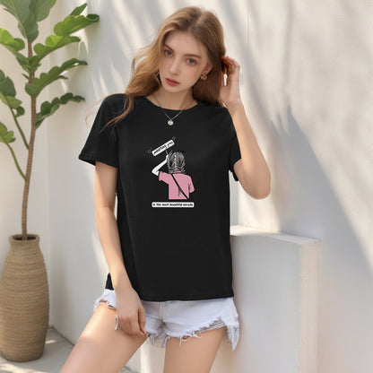 Damen Crop- mit Druck und Knotendetail