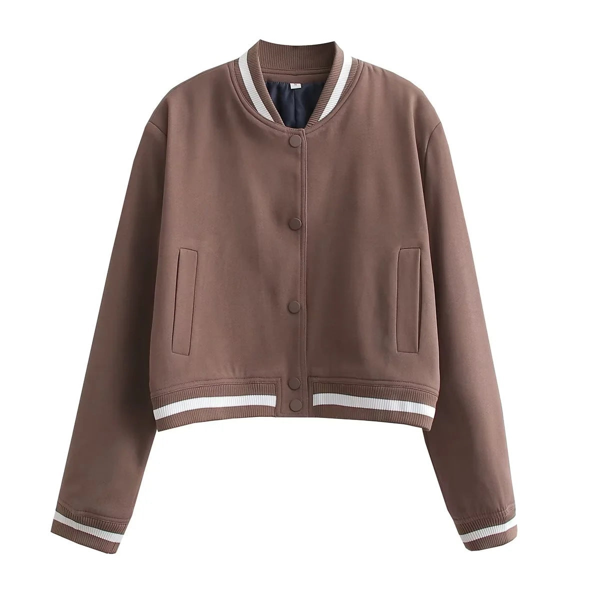 Damen Bomberjacke Kontraststrickbund Praktische Taschen Norvielle