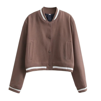 Damen Bomberjacke Kontraststrickbund Praktische Taschen Norvielle