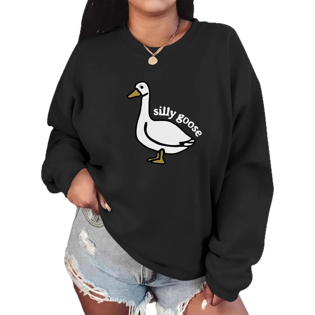 Damen Sweatshirt Entenmotiv Lässig Grün