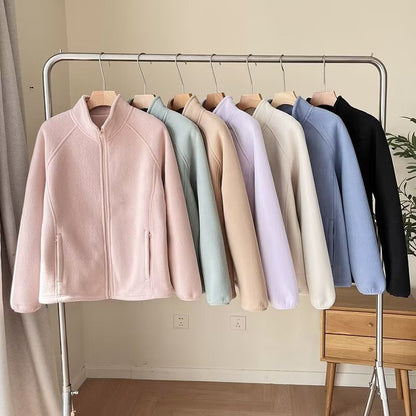 Damen Fleecejacke Hohler Kragen Kuschelig Grün Norvielle - Norvielle