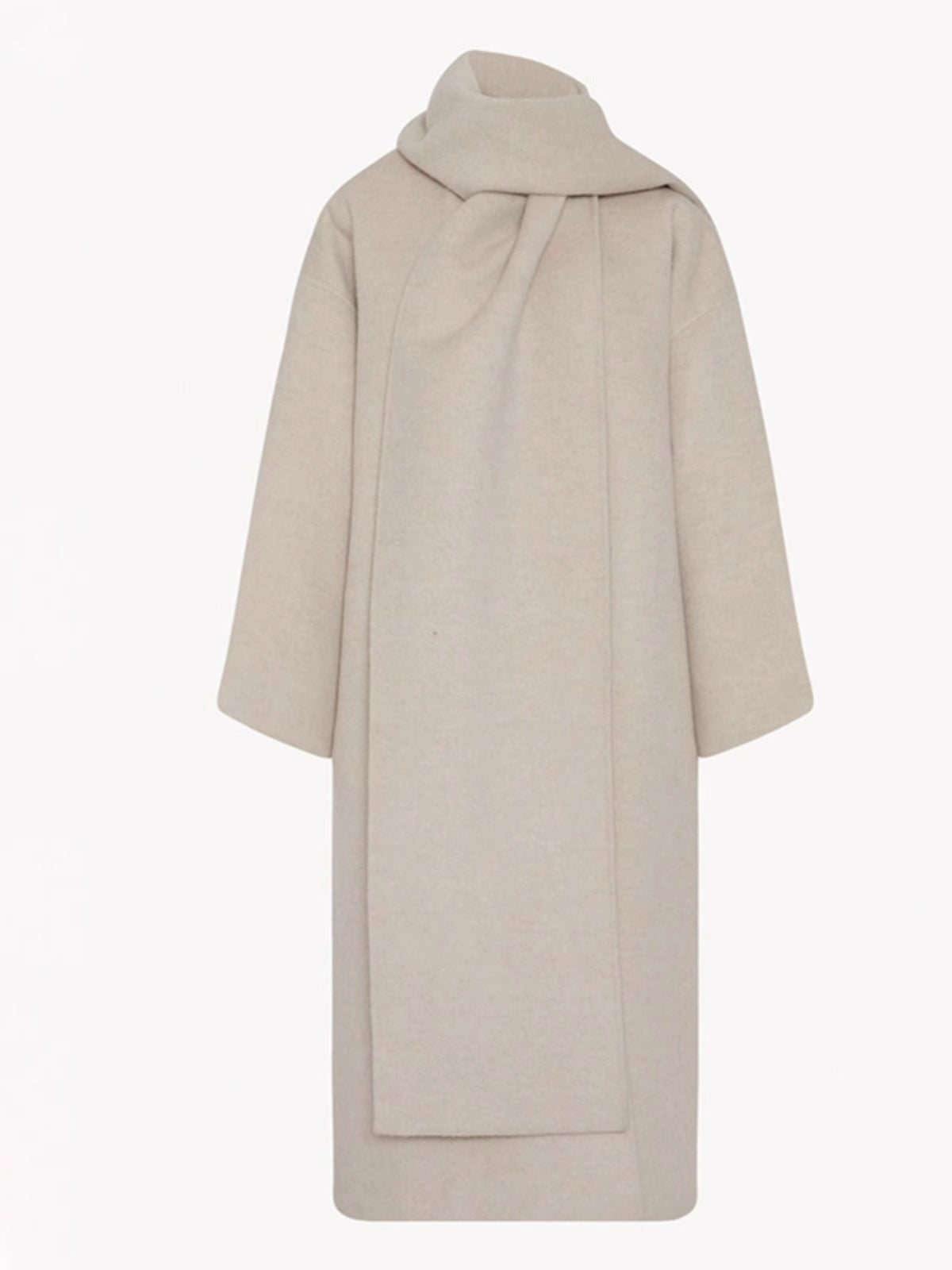Damen Poncho aus Wolle mit Schal Elegantes Design Beige