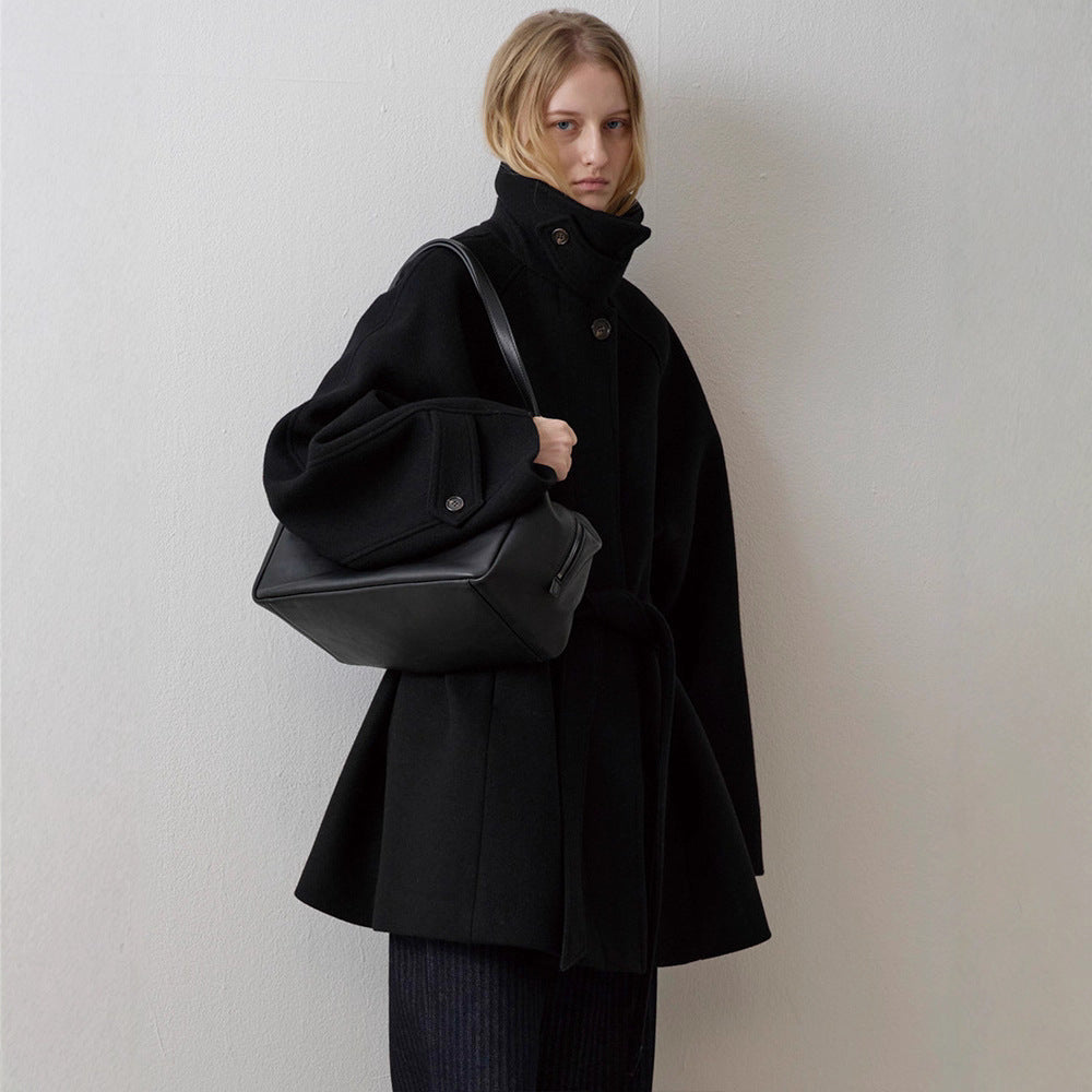 Damen Wollmantel Gesteppt Eleganter Kragen