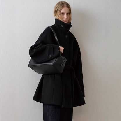 Damen Wollmantel Gesteppt Eleganter Kragen