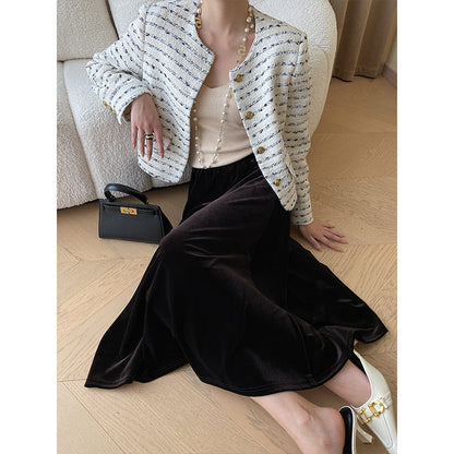 Damen Bouclé-Jacke Dekorative Knöpfe Norvielle