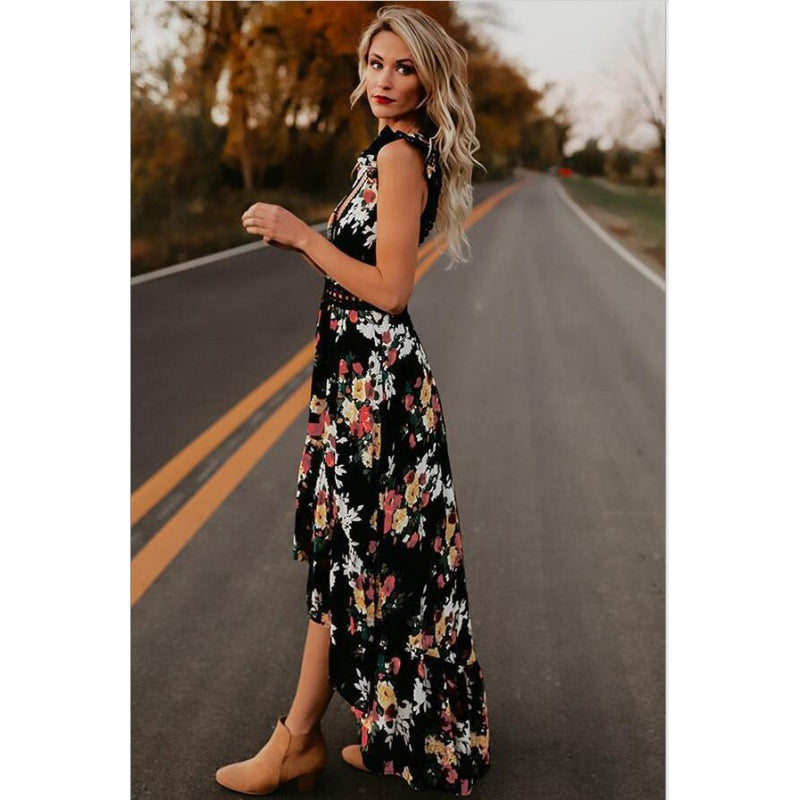 Damen Maxikleid Floralmuster Elastisch