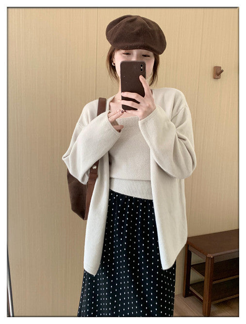 Damen Strickcardigan Offene Ärmel Bequem Grün