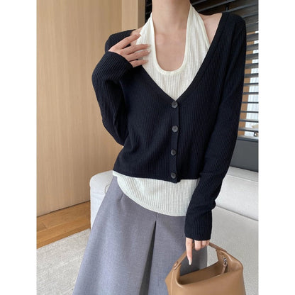 Damen Strickjacke V-Ausschnitt Knopfdetails Norvielle - Norvielle