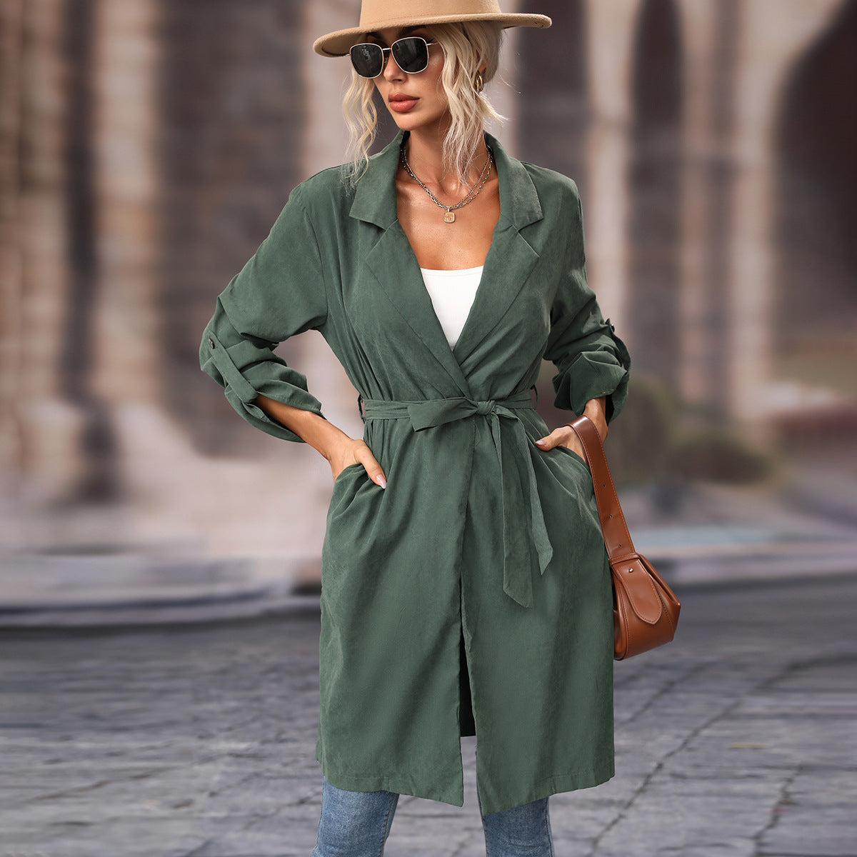 Damen Oversized Trenchcoat mit Taillengürtel Norvielle - Norvielle