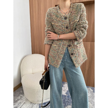 Damen Strickjacke Bunt Muster Knöpfe