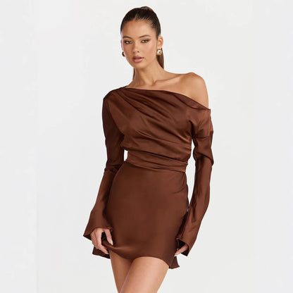 Damen Cocktailkleid Asymmetrisch Off-Shoulder Norvielle