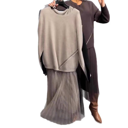 Damen Asymmetrischer Pullover mit Drapierung Norvielle