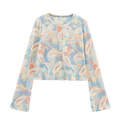 Damen Baumwollcardigan Floralmuster Norvielle