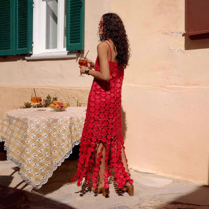 Damen Maxikleid mit Kreiselement und schwingendem Schnitt