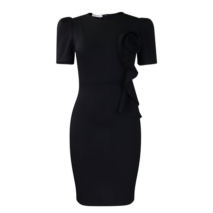 Damen Figurkleid Rüschenapplikation Norvielle
