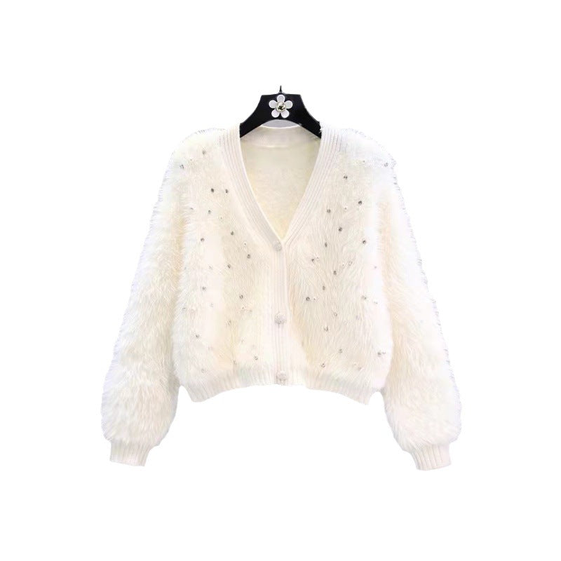 Damen Strickjacke Flauschig mit Glitzerdetails Modern