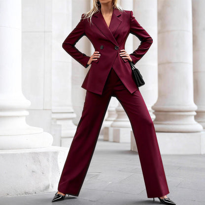 Damen Anzug Taillierter Blazer Weite Hose Norvielle