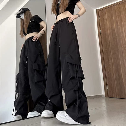 Damen Cargo-Hose Urban Stil Seitentaschen Elastischer Bund