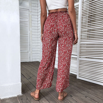 Damen Palazzo-Hose Floralmuster Hochwertig Weite Bein