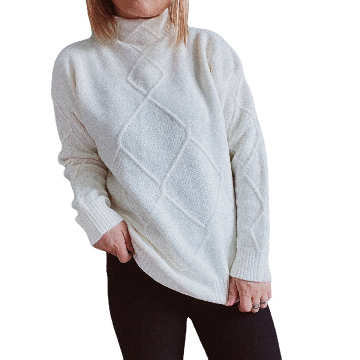 Damen Strickpullover Rautenmuster