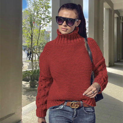 Damen Grobstrickpullover Hochkragen Strukturoptik Norvielle