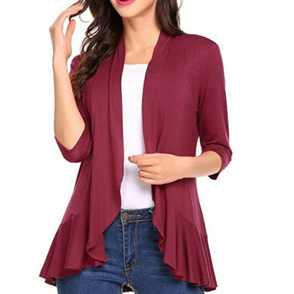 Damen Strickjacke Asymmetrisch Flatterdetails Norvielle
