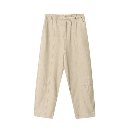 Damen Leinenhose Moderner Schnitt Hochtaschen Beige