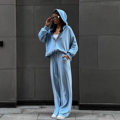 Damen Kapuzenanzug Weiches Fleece Hochtailliert