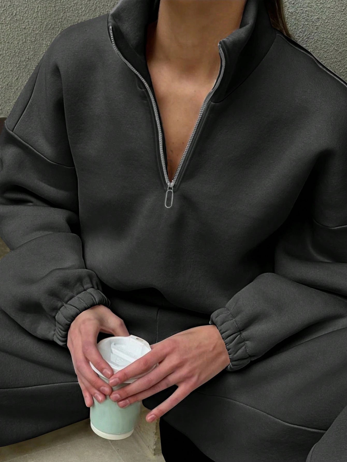 Damen Hoodie Halbzipper Komfortschnitt Norvielle