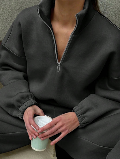 Damen Hoodie Halbzipper Komfortschnitt Norvielle