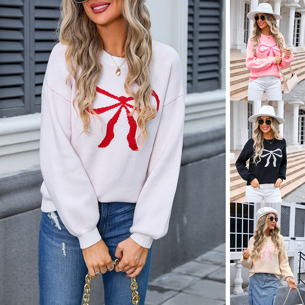 Damen Oversized Pullover mit Schleifen-Design Norvielle - Norvielle