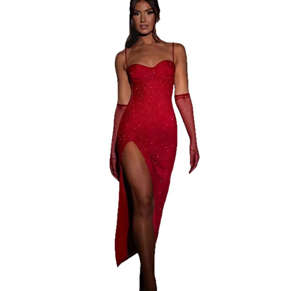 Damen Maxikleid Transparente Ärmel Figurbetont Norvielle