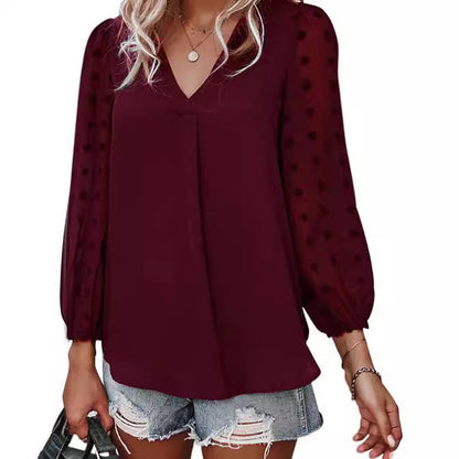 Damen Bluse Polka Dot transparente Ärmel Norvielle