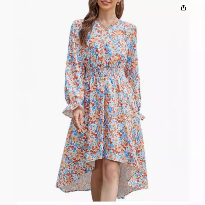Damen Blumenmusterkleid