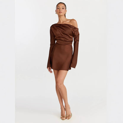 Damen Cocktailkleid Asymmetrisch Off-Shoulder Norvielle