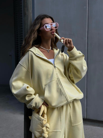 Damen Oversized Loungewear Set mit Kordelzug Norvielle