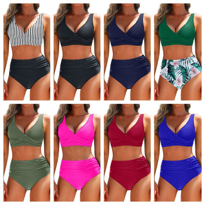 Damen Bikini-Set Figurformend Oberteil Hochtaillierte Shorts Norvielle - Norvielle
