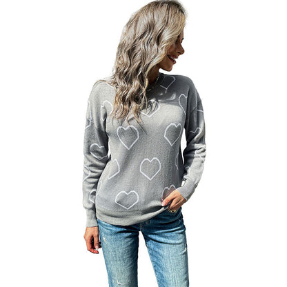 Damen Strickpullover Herzdesign Lässig Norvielle