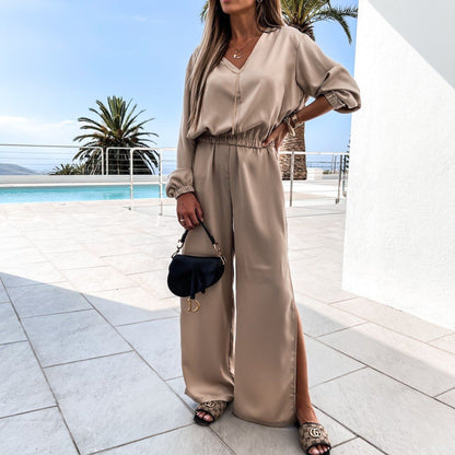 Damen Jumpsuit Elegantes Design Dekorative Seitenschlitzen Norvielle